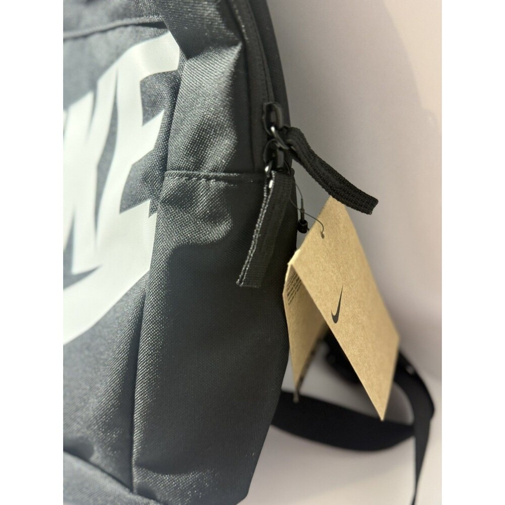 Nike Logo Backpack Black White Zip Closure Adjustable Padded Straps Travel